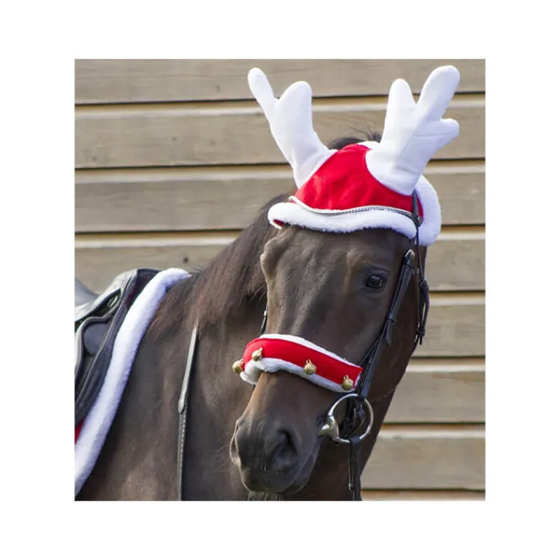QHP Bonnet de Renne Noël pour chevaux> Bonnet|Jouet Et Peluche