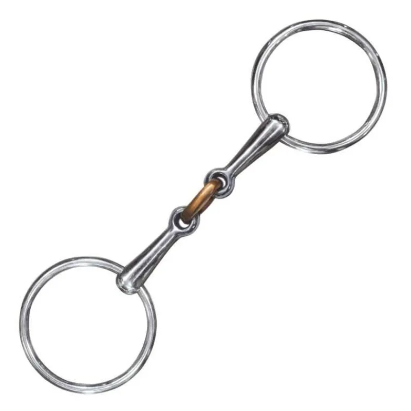 PRIVILEGE EQUITATION Mors 2 anneaux double brisure cuivre> Mors Simple|Mors Double Brisure