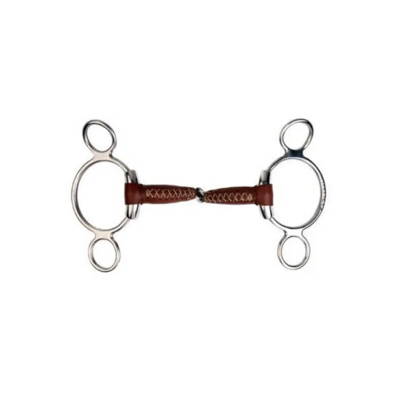Mors 3 anneaux Pinchless cuir METALAB> Mors En Cuir