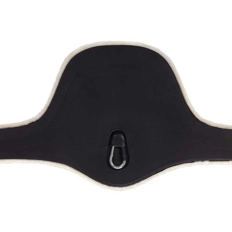 QHP Sangle bavette avec fourrure détachable> Sangle En Cuir|Sangle Bavette