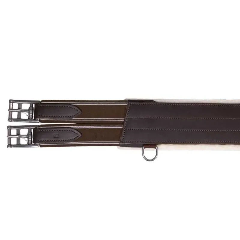 QHP Sangle bavette avec fourrure détachable> Sangle En Cuir|Sangle Bavette
