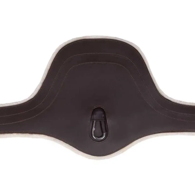 QHP Sangle bavette avec fourrure détachable> Sangle En Cuir|Sangle Bavette