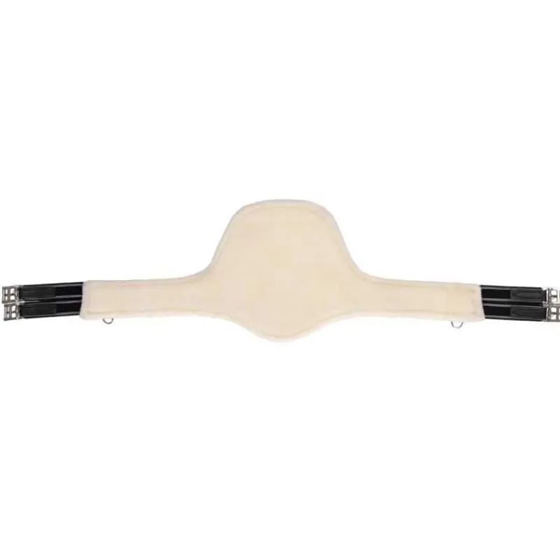 QHP Sangle bavette avec fourrure détachable> Sangle En Cuir|Sangle Bavette