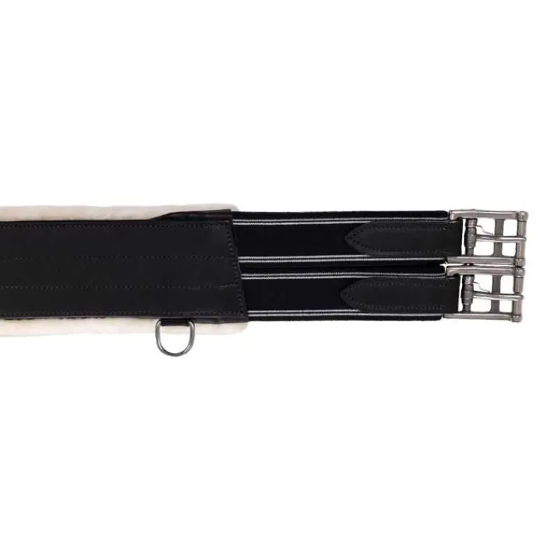 QHP Sangle bavette avec fourrure détachable> Sangle En Cuir|Sangle Bavette