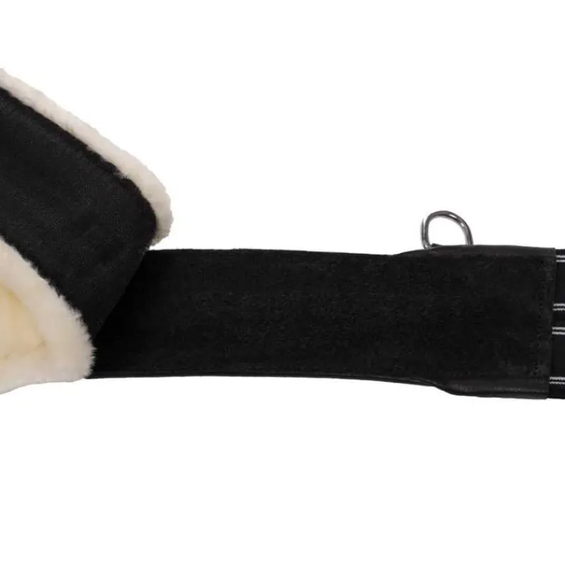 QHP Sangle bavette avec fourrure détachable> Sangle En Cuir|Sangle Bavette